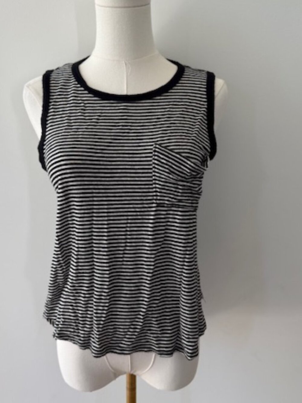 Black and White Striped Tank-Top
